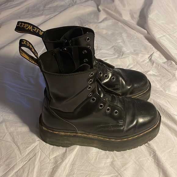 ❤️SOLD Dr martens black leather jadon boots no laces - Picture 1 of 5